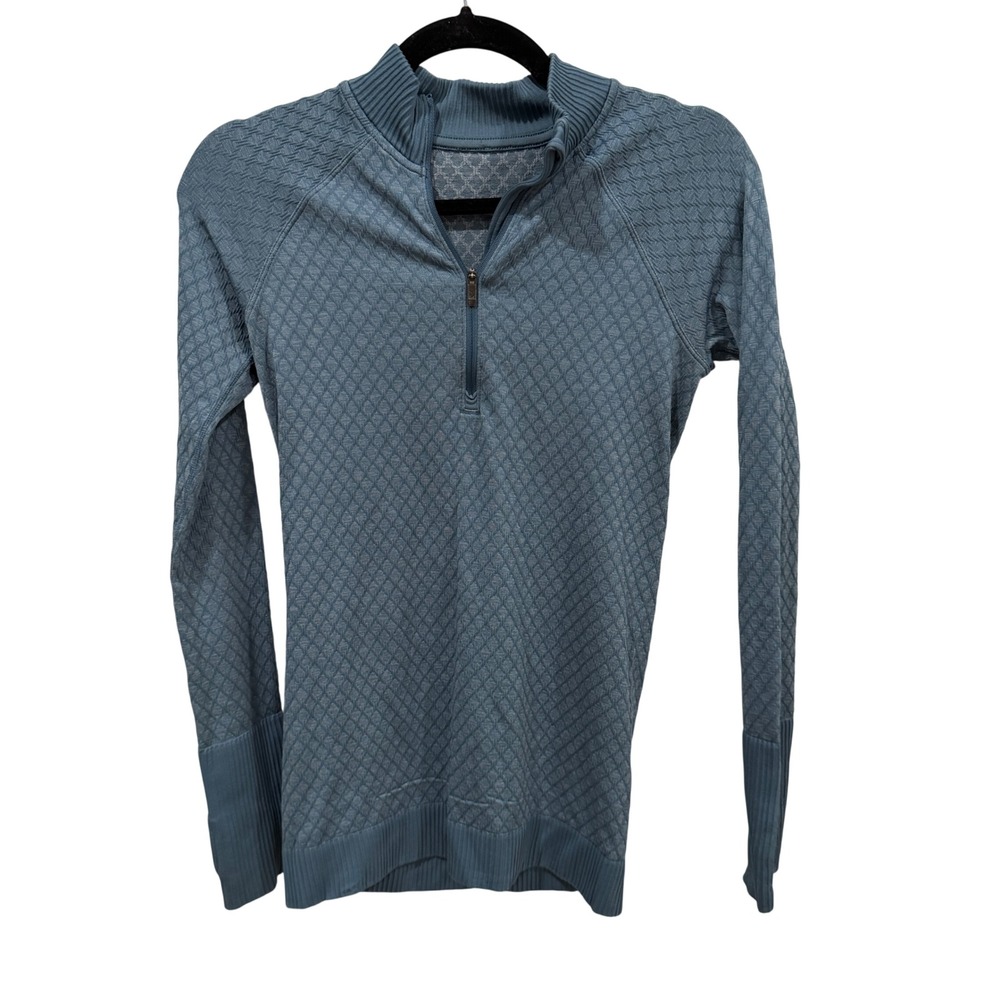 Lululemon Rest Less Pullover Blue Diamond Jacquard Half Zip Long Sleeve Top